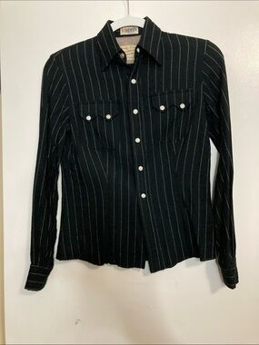 Vintage california ranch wear Black Pinstripe Western Shirt s/m